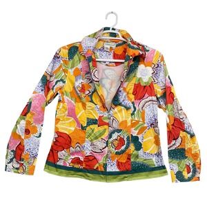 Coldwater Creek Floral Print Zip Up Jacket‎ Colorful Abstract M